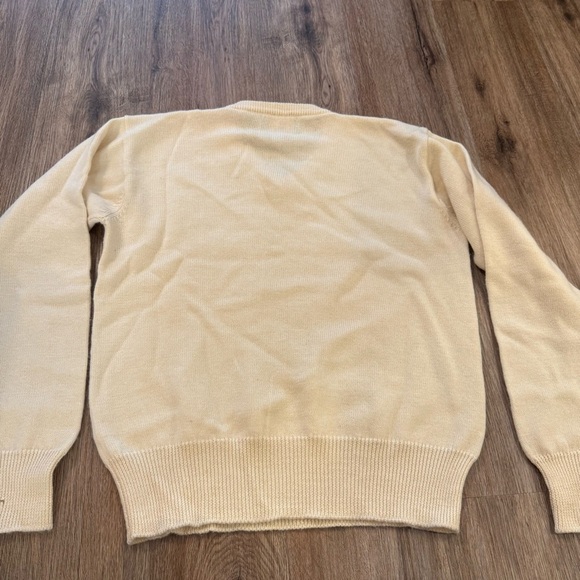 Vintage Maine Bay Cable Knit Wool Sweater Men’s XL Cream Preppy Academia FLAW - Picture 2 of 7